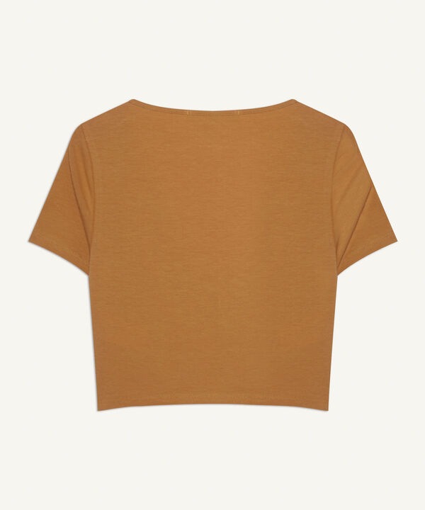 Crop Con Cut Out Para Mujer, Mostaza, hi-res