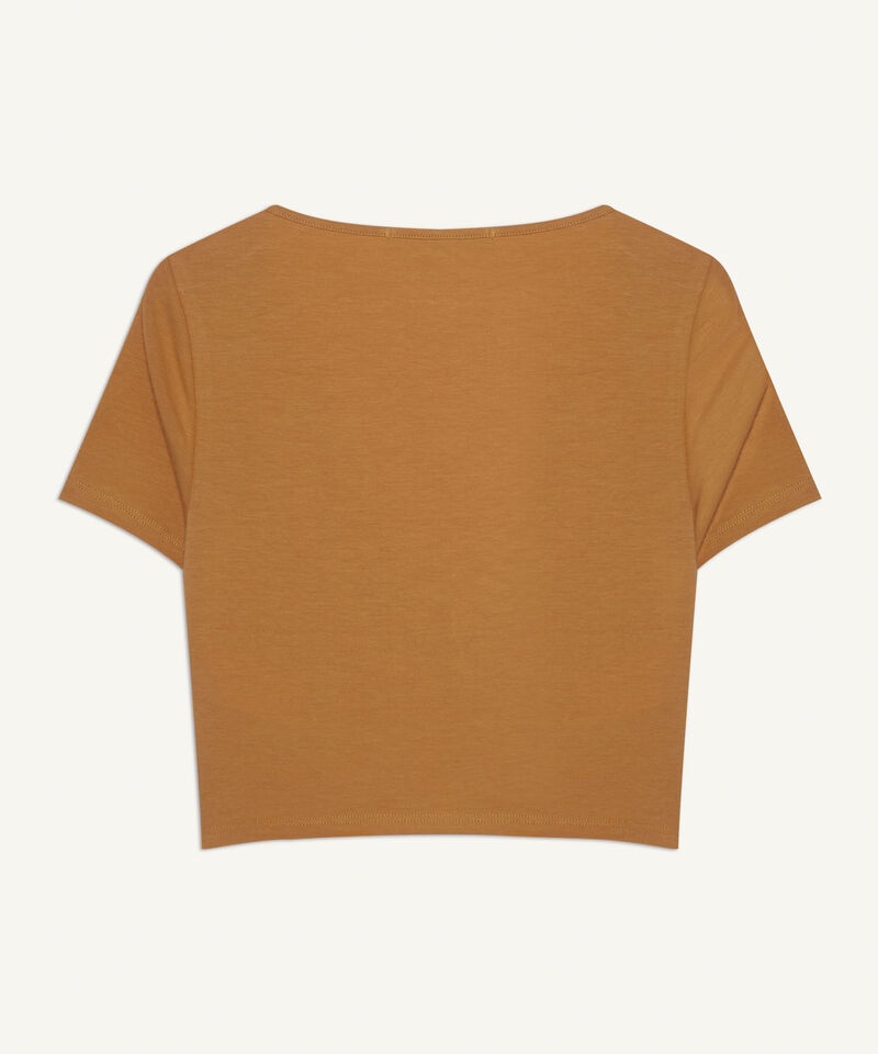 Crop Con Cut Out Para Mujer, Mostaza, hi-res