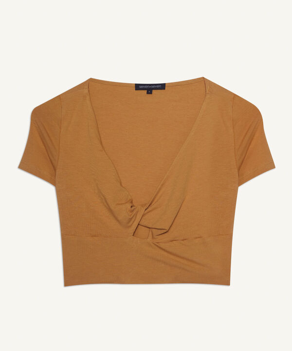 Crop Con Cut Out Para Mujer, Mostaza, hi-res image number null